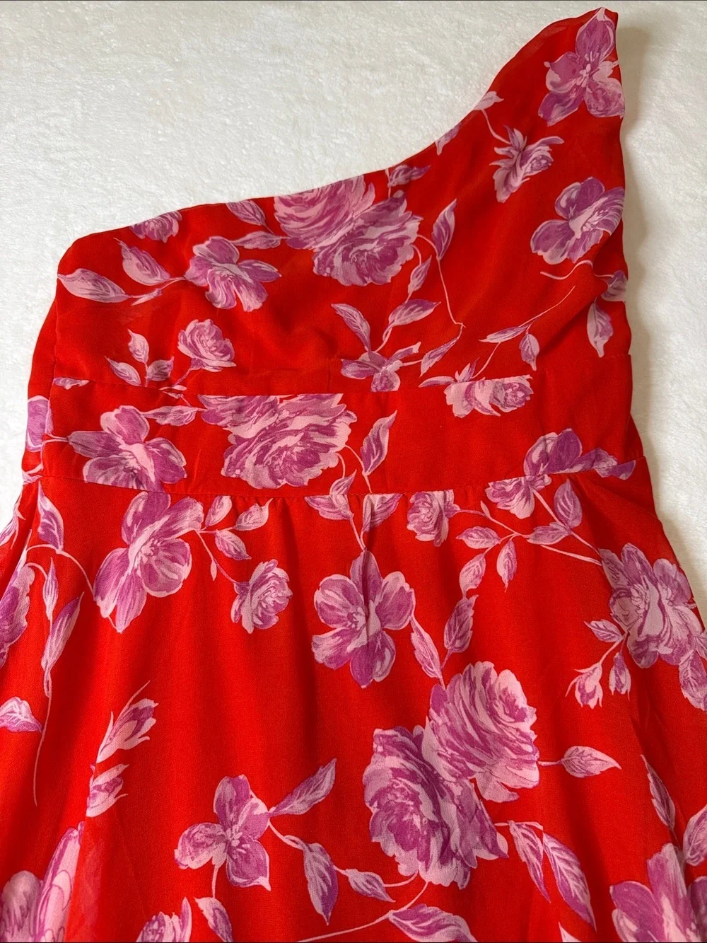 Premier Amour Bright Orange and Pink Floral Pattern Sundress